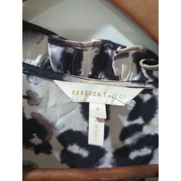 Rebecca Taylor Leopard Ruffle Wrap Midi Dress - Picture 3 of 5